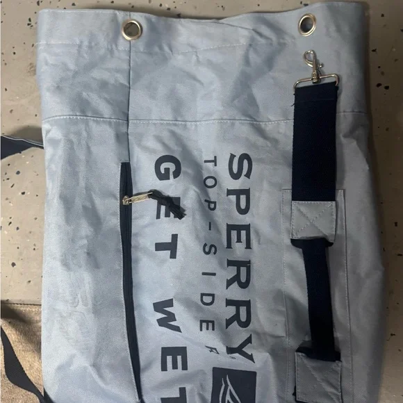Blue Sperry Top-Sider Get Wet Tote Bag Gray Boat Beach Travel - Picture 9 of 9